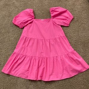 Pink puff sleeve dress